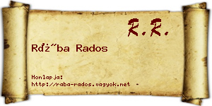 Rába Rados névjegykártya